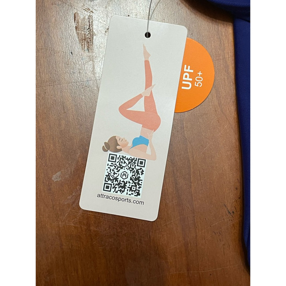 Charmo Womens One Piece Swimsuit Blue Cut Out Scoop Neck UPF 50+ L New - Picture 9 of 9